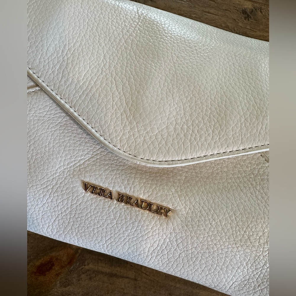 Vera Bradley Harper White Leather Clutch/Shoulder Bag New Without Tag - Picture 2 of 6
